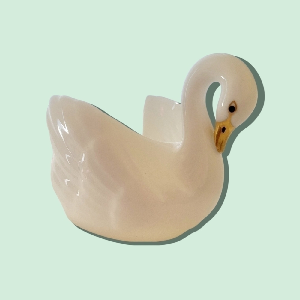 NORITAKE Made In Nippon Toki Set Of White Swan Salt Cellars Vintage